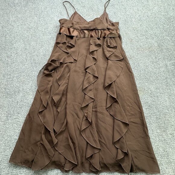 Scarlett Nite Dress Womens 10 Chocolate Baby Doll Ribbon Tie Sheer Ruffle Dainty - Picture 13 of 16